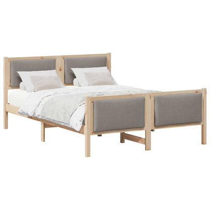 Bettgestell mit Kopfteil Taupe 140 x 200 cm Stoff