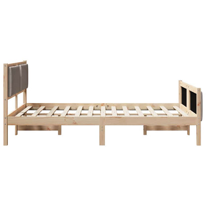 Bettgestell mit Kopfteil Taupe 140 x 200 cm Stoff