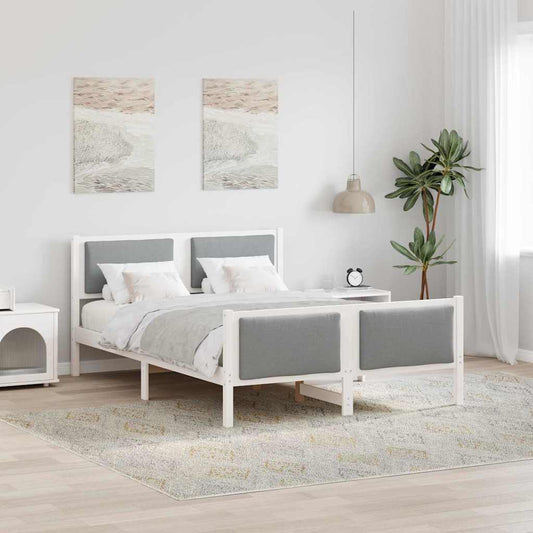 Bettgestell mit Kopfteil Hellgrau 140 x 200 cm Stoff