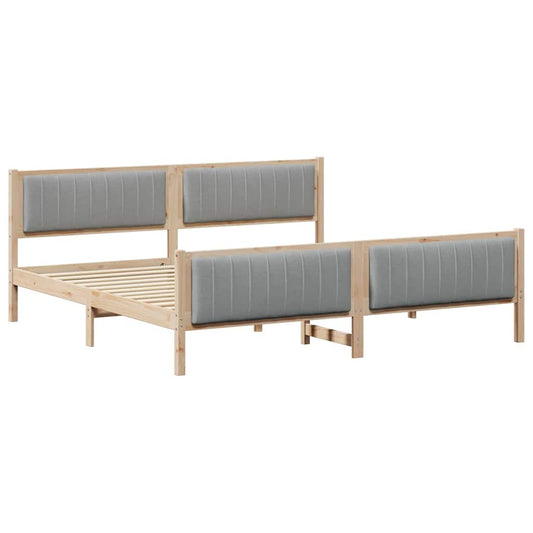 Bettgestell Braun und hellgrau 200 x 200 cm Massivholz Kiefer