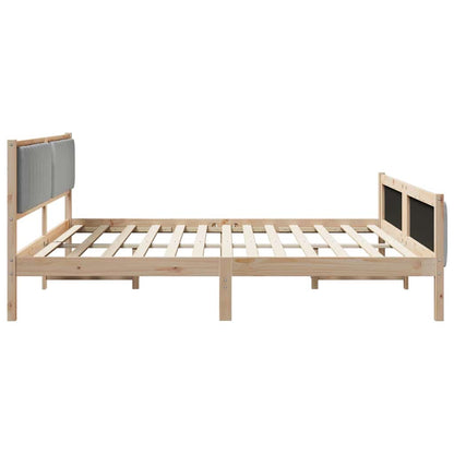 Bettgestell Braun und hellgrau 200 x 200 cm Massivholz Kiefer