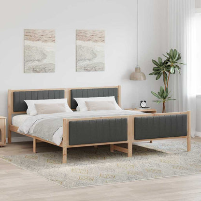Bettgestell braun und dunkelgrau 200 x 200 cm Massivholz Kiefer