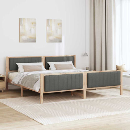 Bettgestell braun und dunkelgrau 200 x 200 cm Massivholz Kiefer