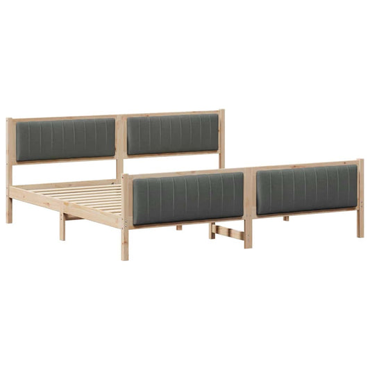 Bettgestell braun und dunkelgrau 200 x 200 cm Massivholz Kiefer
