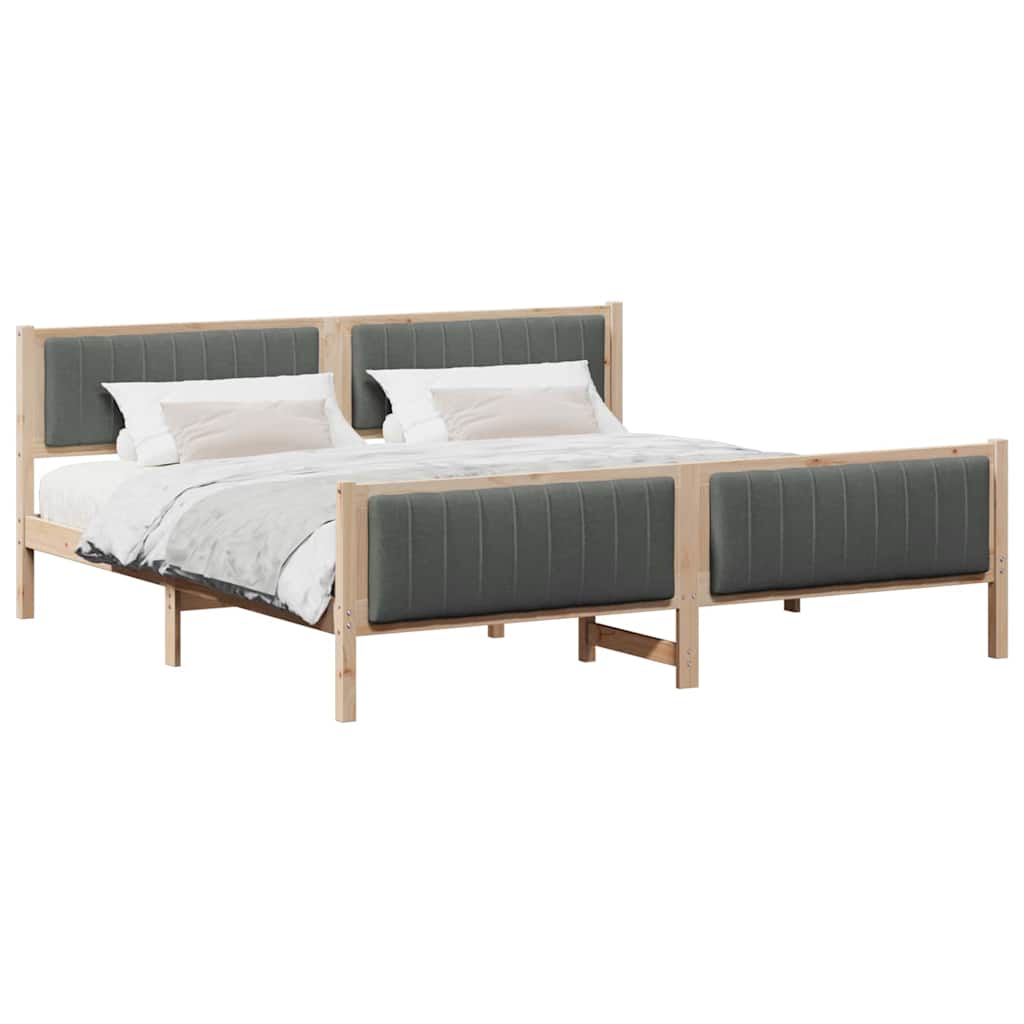 Bettgestell braun und dunkelgrau 200 x 200 cm Massivholz Kiefer