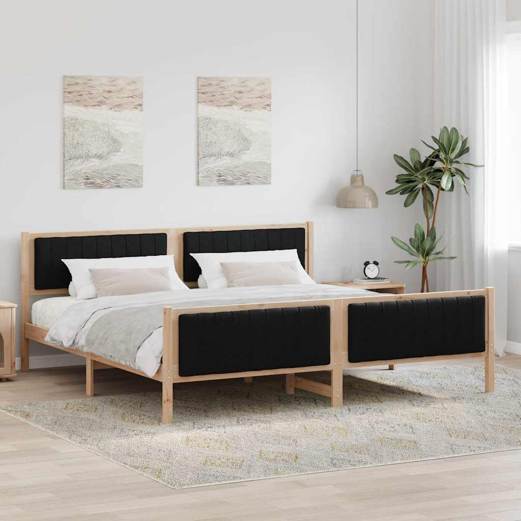 Bettgestell Braun und Schwarz 200 x 200 cm Massivholz Kiefer