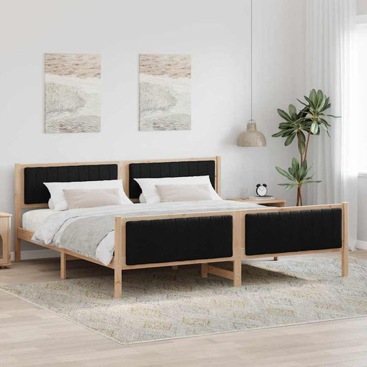 Bettgestell Braun und Schwarz 200 x 200 cm Massivholz Kiefer