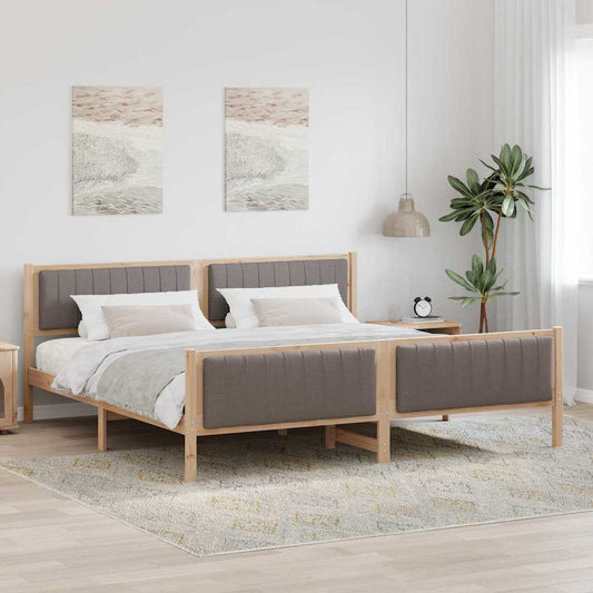 Bettgestell Braun und Taupe 200 x 200 cm Massivholz Kiefer
