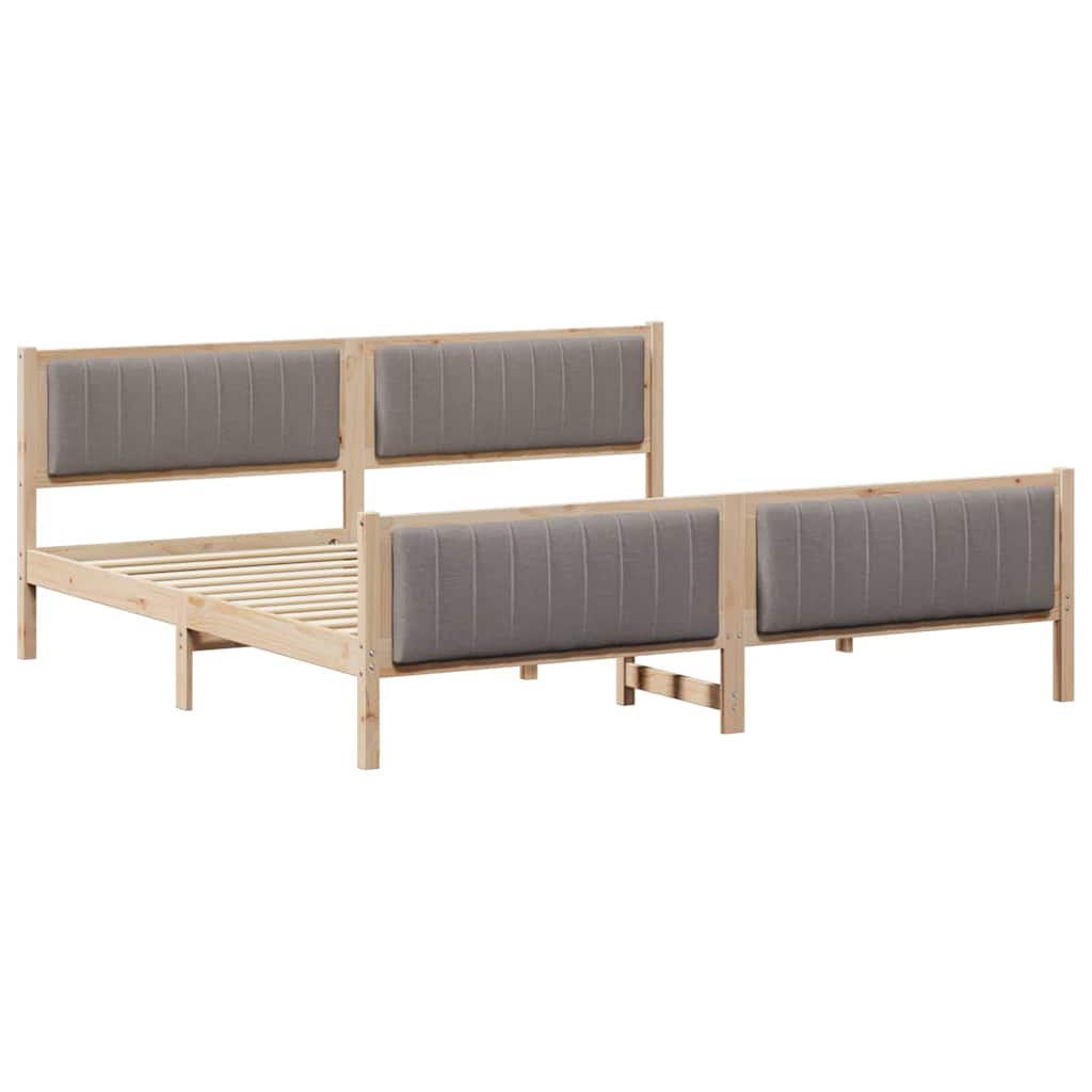 Bettgestell Braun und Taupe 200 x 200 cm Massivholz Kiefer
