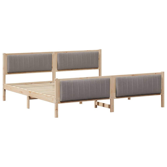 Bettgestell Braun und Taupe 200 x 200 cm Massivholz Kiefer