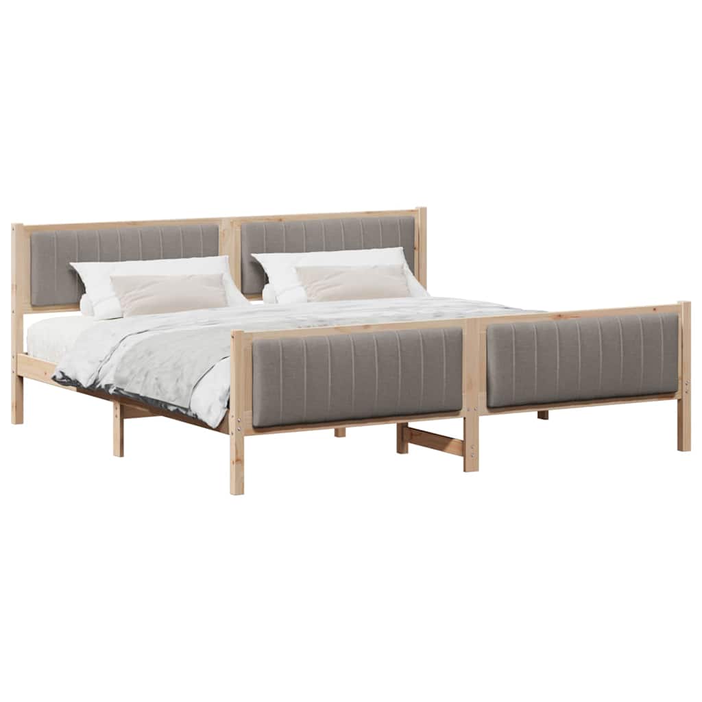 Bettgestell Braun und Taupe 200 x 200 cm Massivholz Kiefer