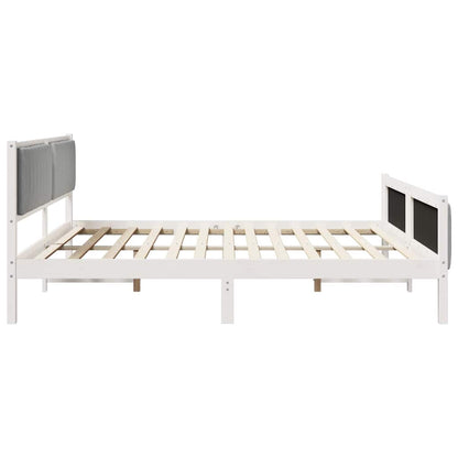 Bettgestell Weiß und hellgrau 200 x 200 cm Massivholz Kiefer