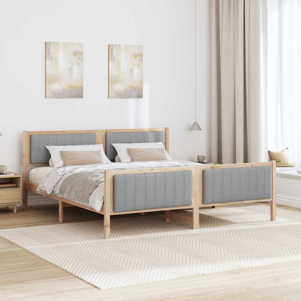 Bettgestell Braun und hellgrau 180 x 200 cm Massivholz Kiefer