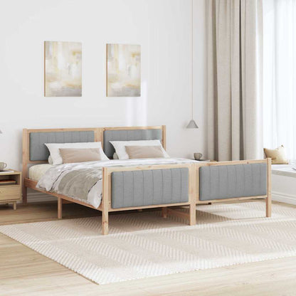 Bettgestell Braun und hellgrau 180 x 200 cm Massivholz Kiefer