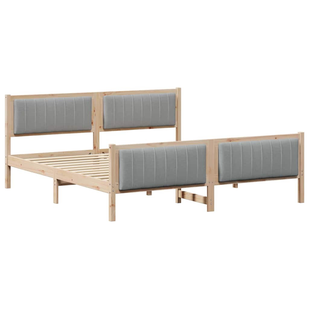 Bettgestell Braun und hellgrau 180 x 200 cm Massivholz Kiefer