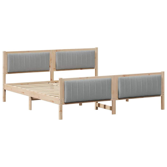 Bettgestell Braun und hellgrau 180 x 200 cm Massivholz Kiefer