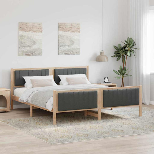 Bettgestell braun und dunkelgrau 180 x 200 cm Massivholz Kiefer