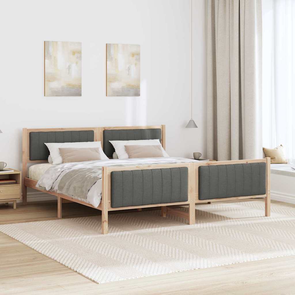 Bettgestell braun und dunkelgrau 180 x 200 cm Massivholz Kiefer
