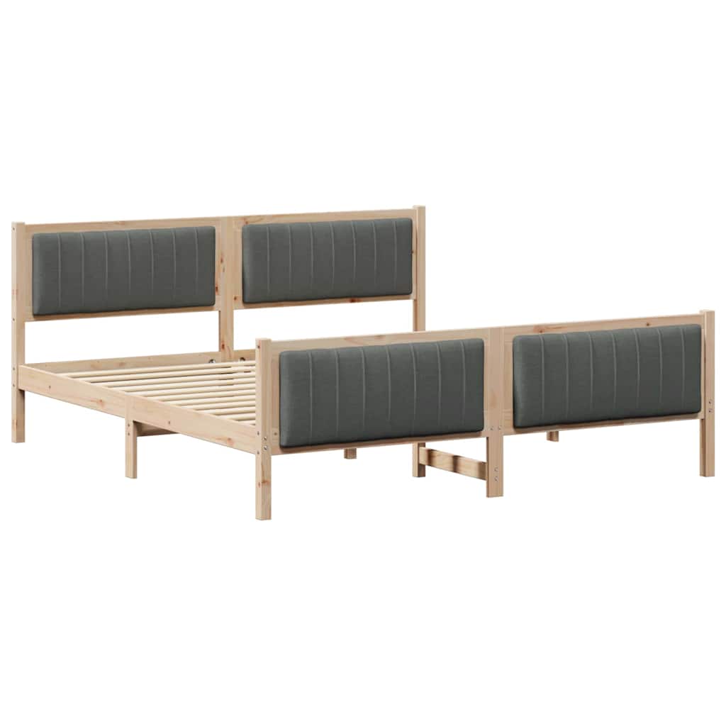 Bettgestell braun und dunkelgrau 180 x 200 cm Massivholz Kiefer