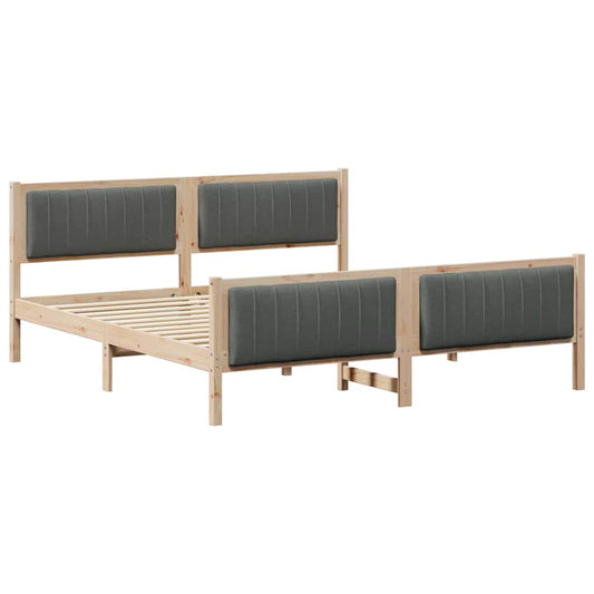 Bettgestell braun und dunkelgrau 180 x 200 cm Massivholz Kiefer