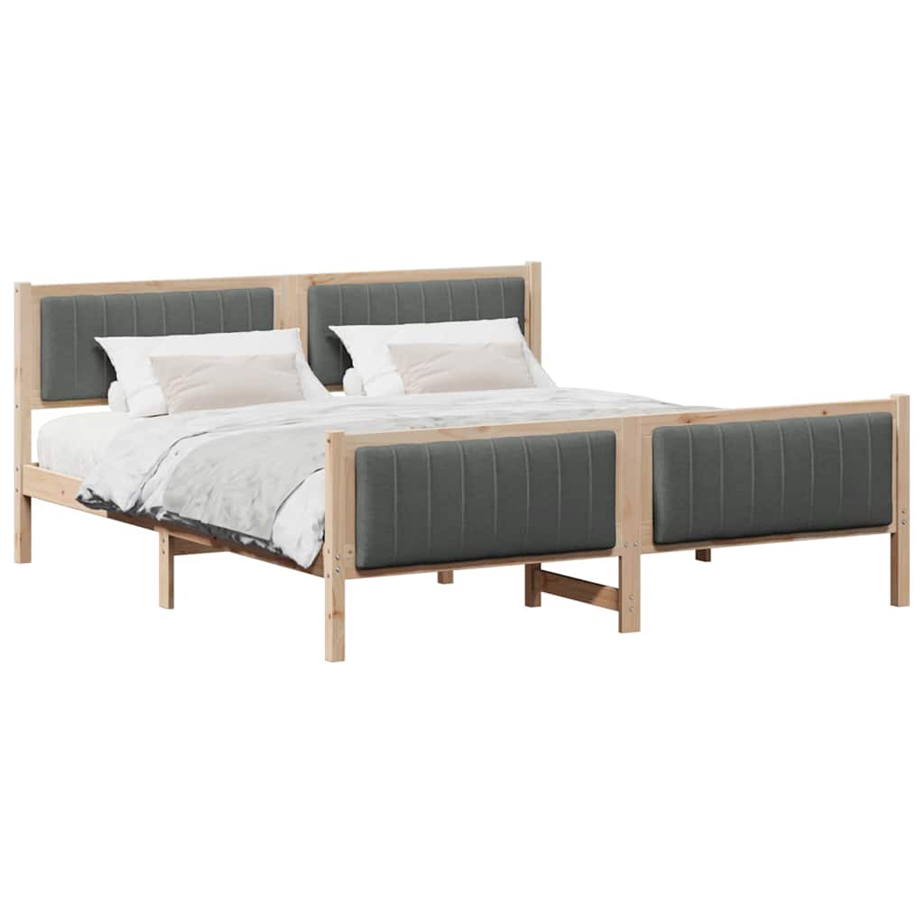 Bettgestell braun und dunkelgrau 180 x 200 cm Massivholz Kiefer