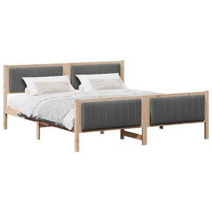 Bettgestell braun und dunkelgrau 180 x 200 cm Massivholz Kiefer