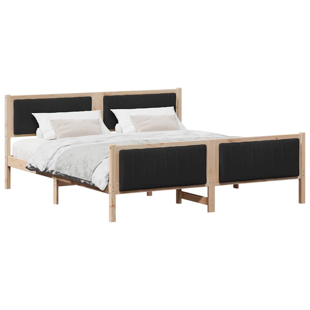 Bettgestell Braun und Schwarz 180 x 200 cm Massivholz Kiefer