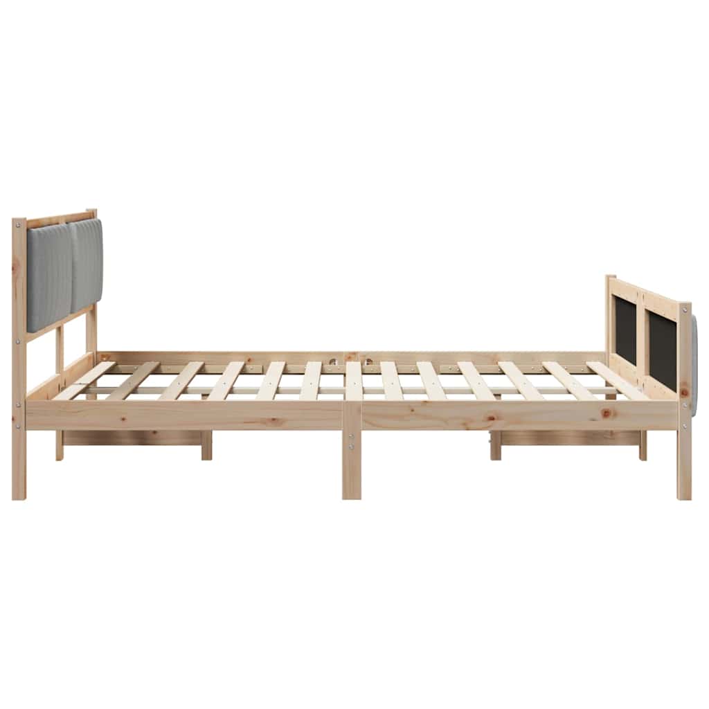 Bettgestell Braun und hellgrau 160 x 200 cm Massivholz Kiefer