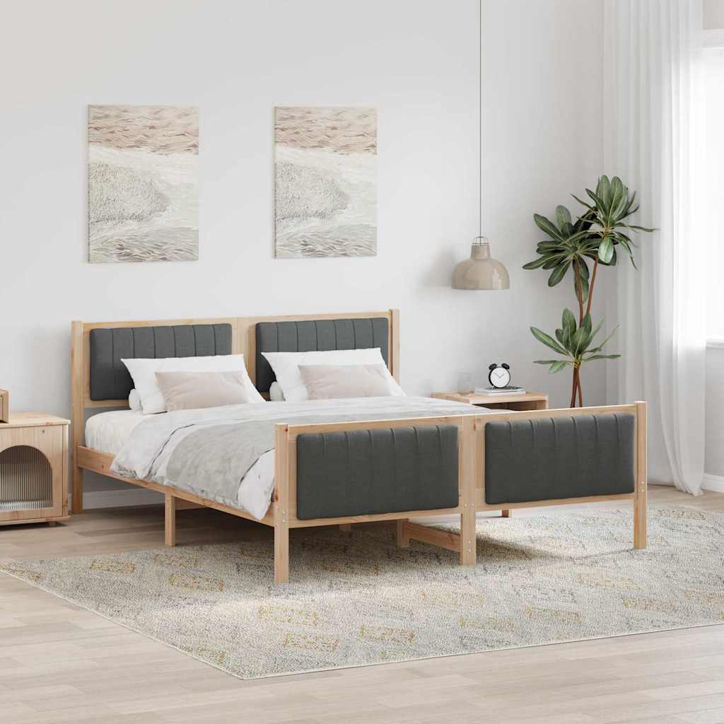 Bettgestell braun und dunkelgrau 160 x 200 cm Massivholz Kiefer