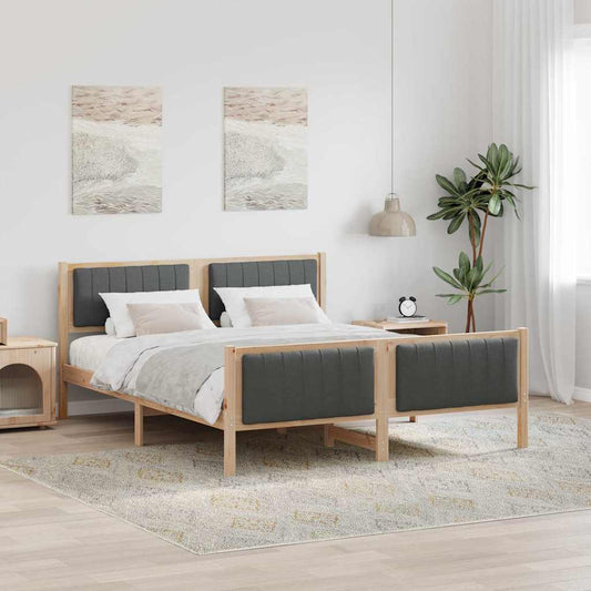 Bettgestell braun und dunkelgrau 160 x 200 cm Massivholz Kiefer