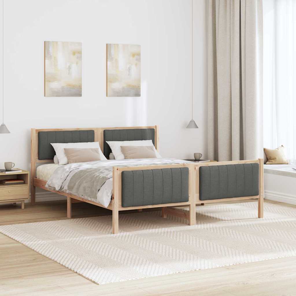 Bettgestell braun und dunkelgrau 160 x 200 cm Massivholz Kiefer