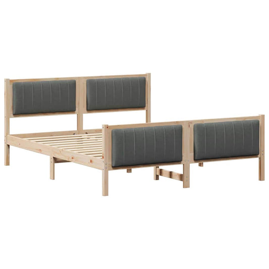 Bettgestell braun und dunkelgrau 160 x 200 cm Massivholz Kiefer