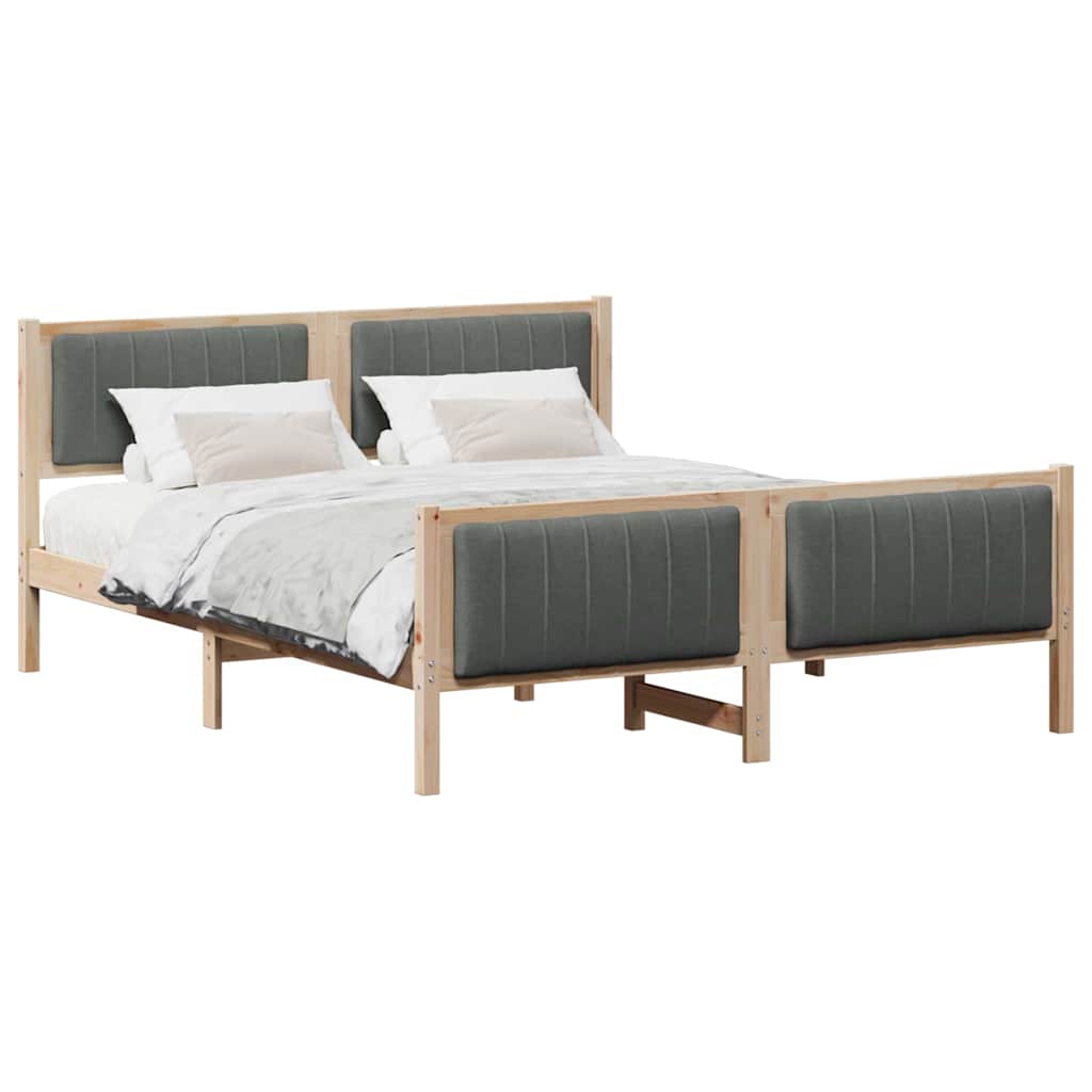 Bettgestell braun und dunkelgrau 160 x 200 cm Massivholz Kiefer