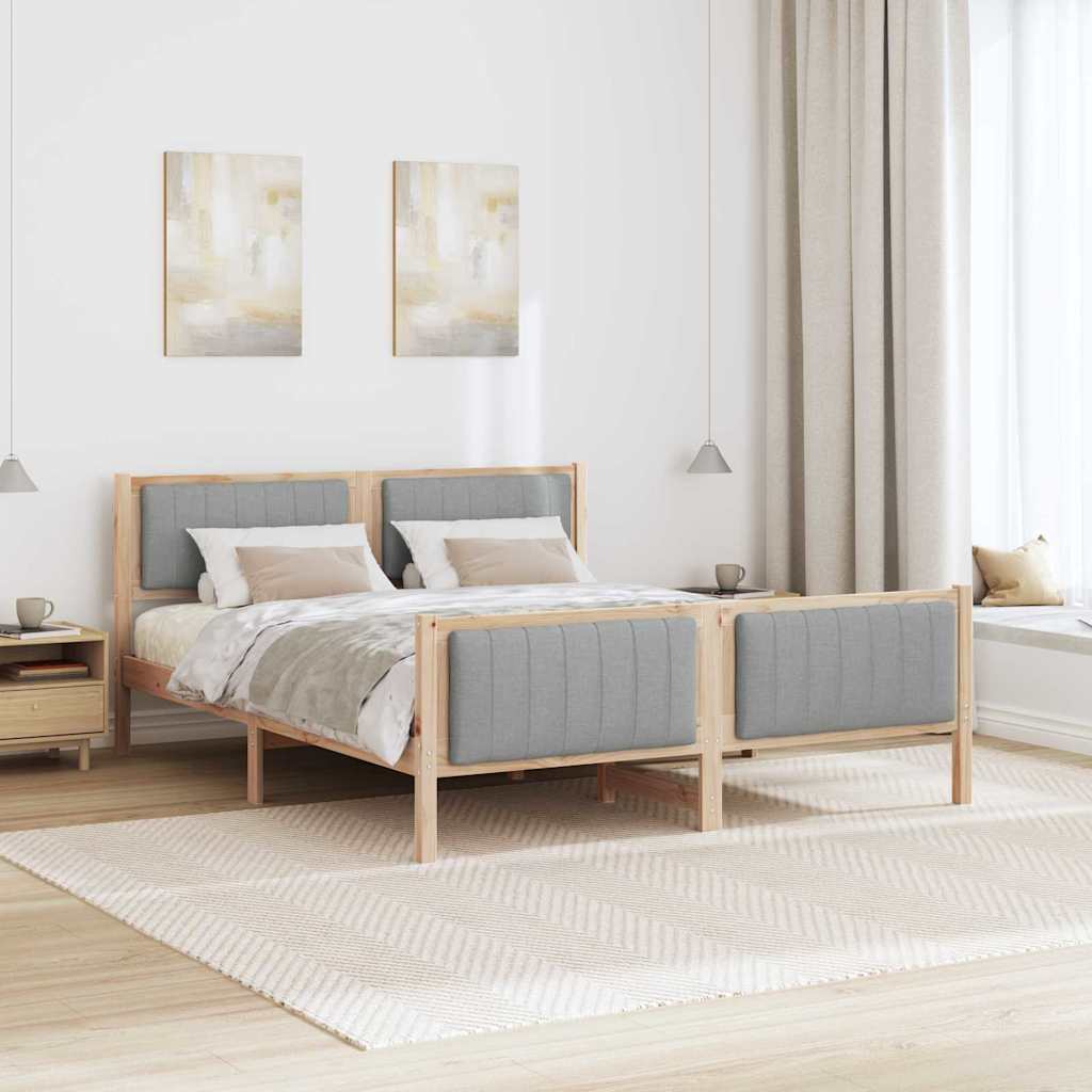 Bettgestell Braun und hellgrau 150 x 200 cm Massivholz Kiefer