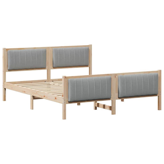 Bettgestell Braun und hellgrau 150 x 200 cm Massivholz Kiefer