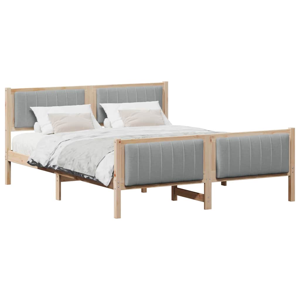 Bettgestell Braun und hellgrau 150 x 200 cm Massivholz Kiefer