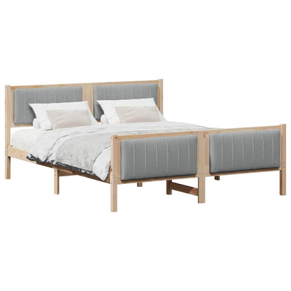 Bettgestell Braun und hellgrau 150 x 200 cm Massivholz Kiefer