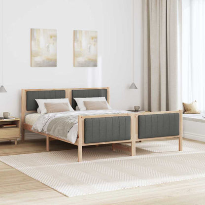 Bettgestell braun und dunkelgrau 150 x 200 cm Massivholz Kiefer