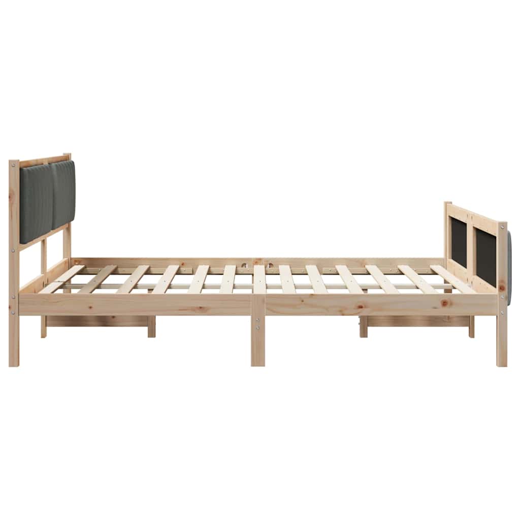 Bettgestell braun und dunkelgrau 150 x 200 cm Massivholz Kiefer