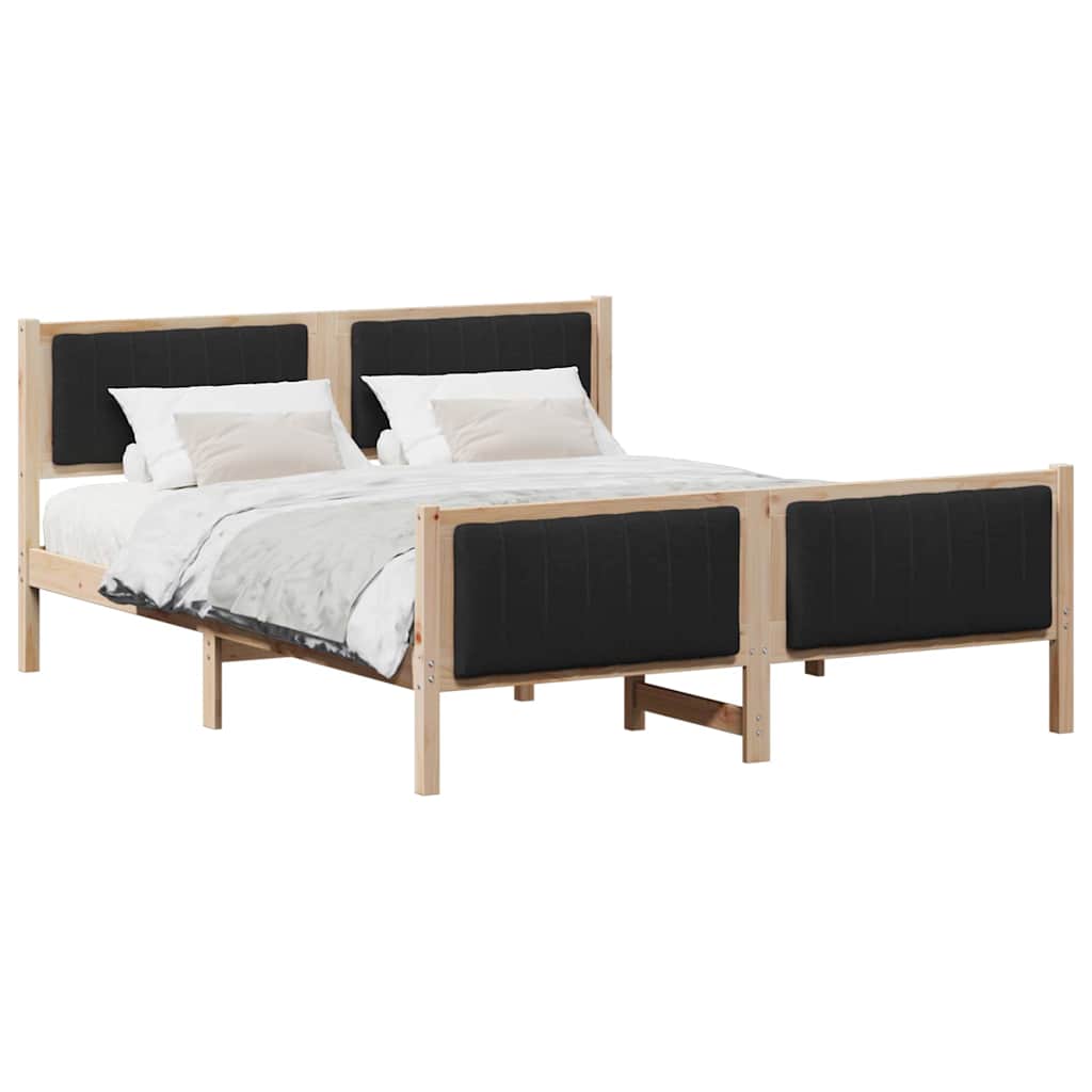 Bettgestell Braun und Schwarz 150 x 200 cm Massivholz Kiefer