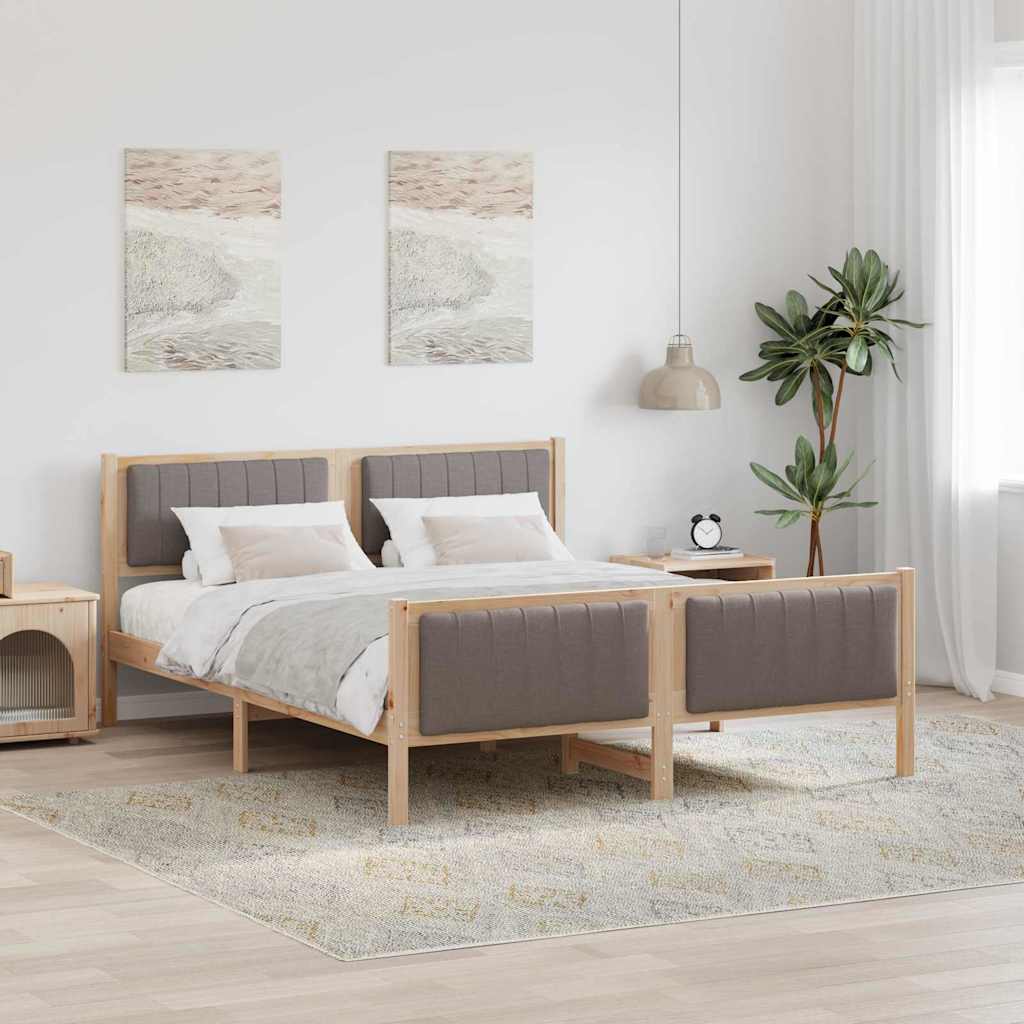 Bettgestell Braun und Taupe 150 x 200 cm Massivholz Kiefer