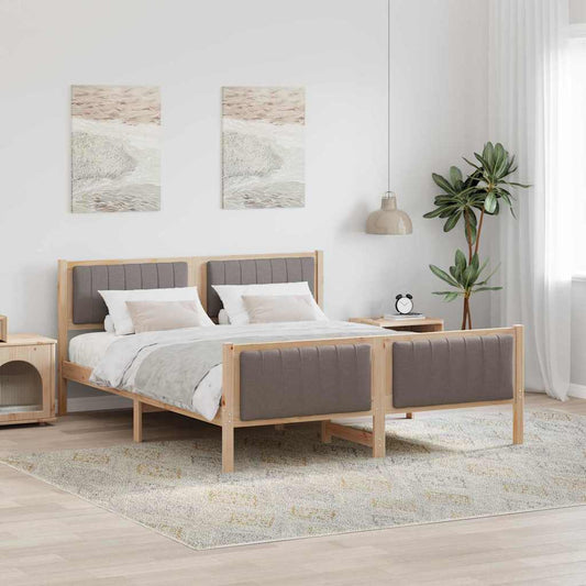 Bettgestell Braun und Taupe 150 x 200 cm Massivholz Kiefer