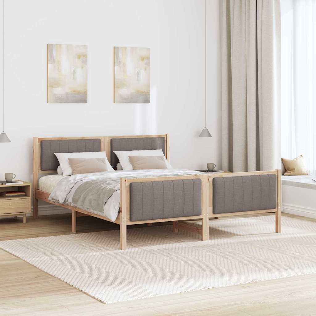 Bettgestell Braun und Taupe 150 x 200 cm Massivholz Kiefer