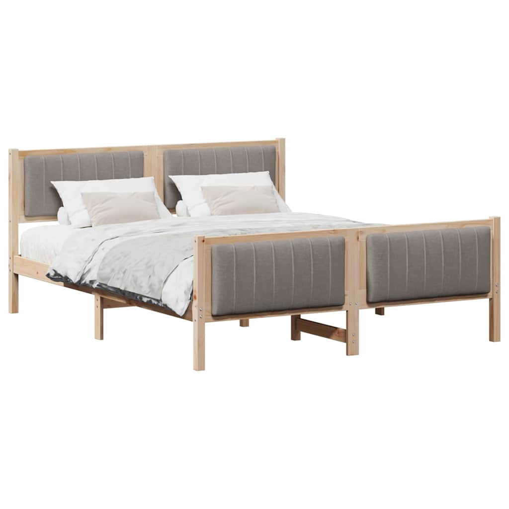 Bettgestell Braun und Taupe 150 x 200 cm Massivholz Kiefer