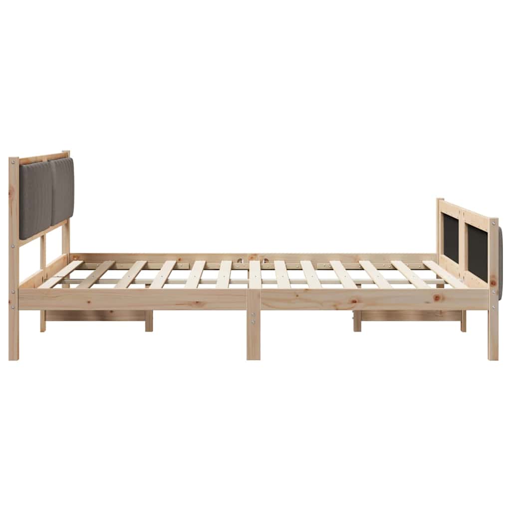 Bettgestell Braun und Taupe 150 x 200 cm Massivholz Kiefer