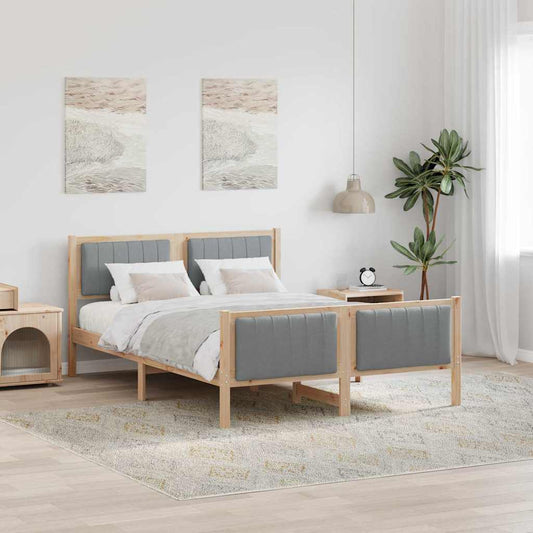 Bettgestell Braun und hellgrau 140 x 200 cm Massivholz Kiefer