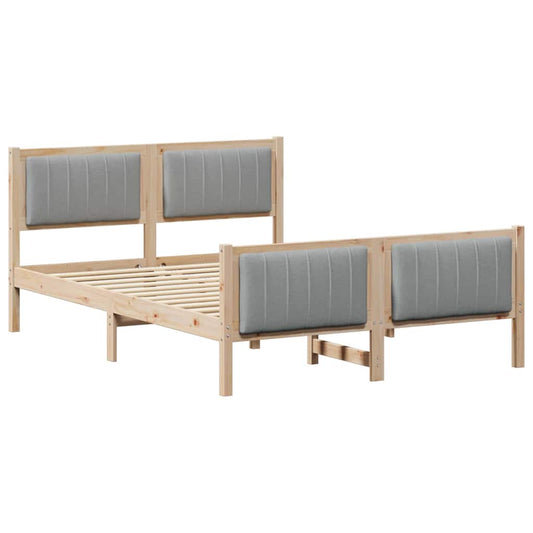 Bettgestell Braun und hellgrau 140 x 200 cm Massivholz Kiefer