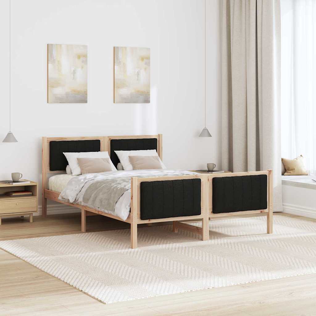 Bettgestell Braun und Schwarz 140 x 200 cm Massivholz Kiefer
