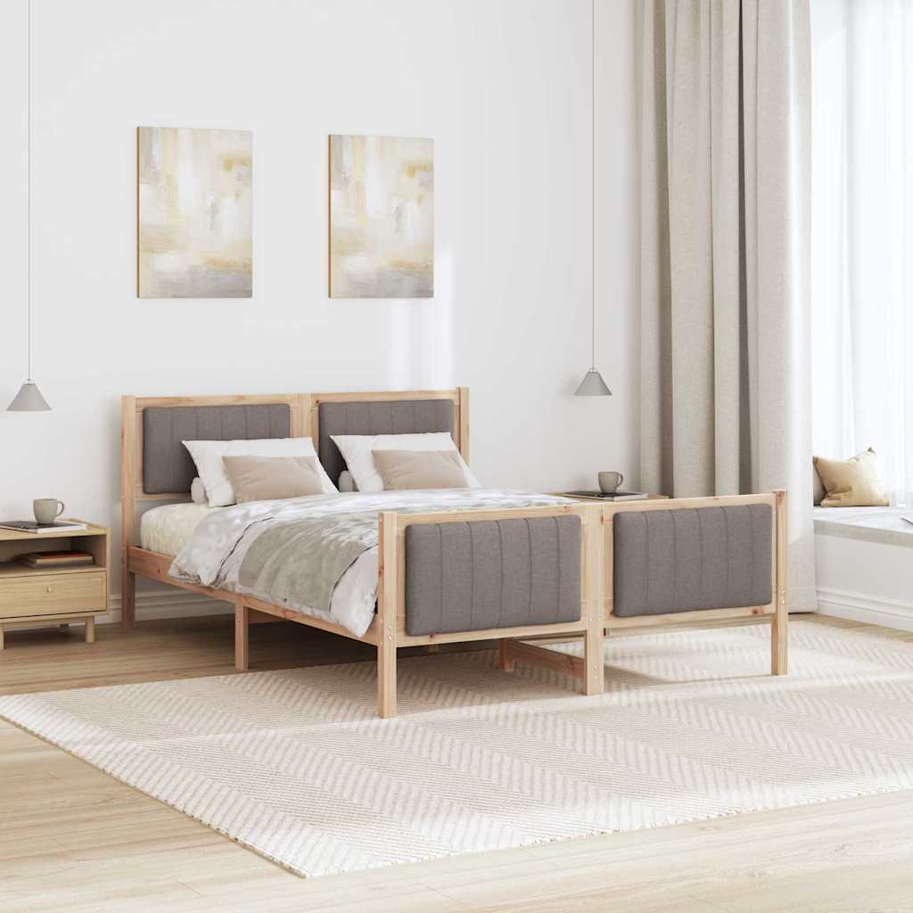 Bettgestell Braun und Taupe 140 x 200 cm Massivholz Kiefer