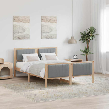 Bettgestell Braun und hellgrau 140 x 190 cm Massivholz Kiefer